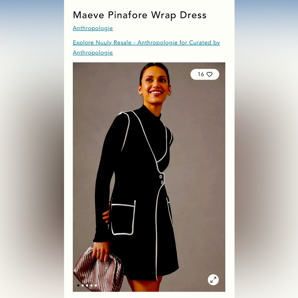 Amazing stretch cotton pinafore in bold black and white by Maeve Anthropologie.